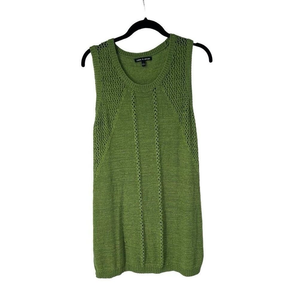 Cable & Gauge Green Sleeveless Knit‎ Top Sz L Womens